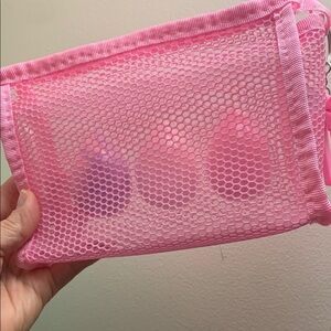 (3 Makeup  Sponge &  Pink Bag)